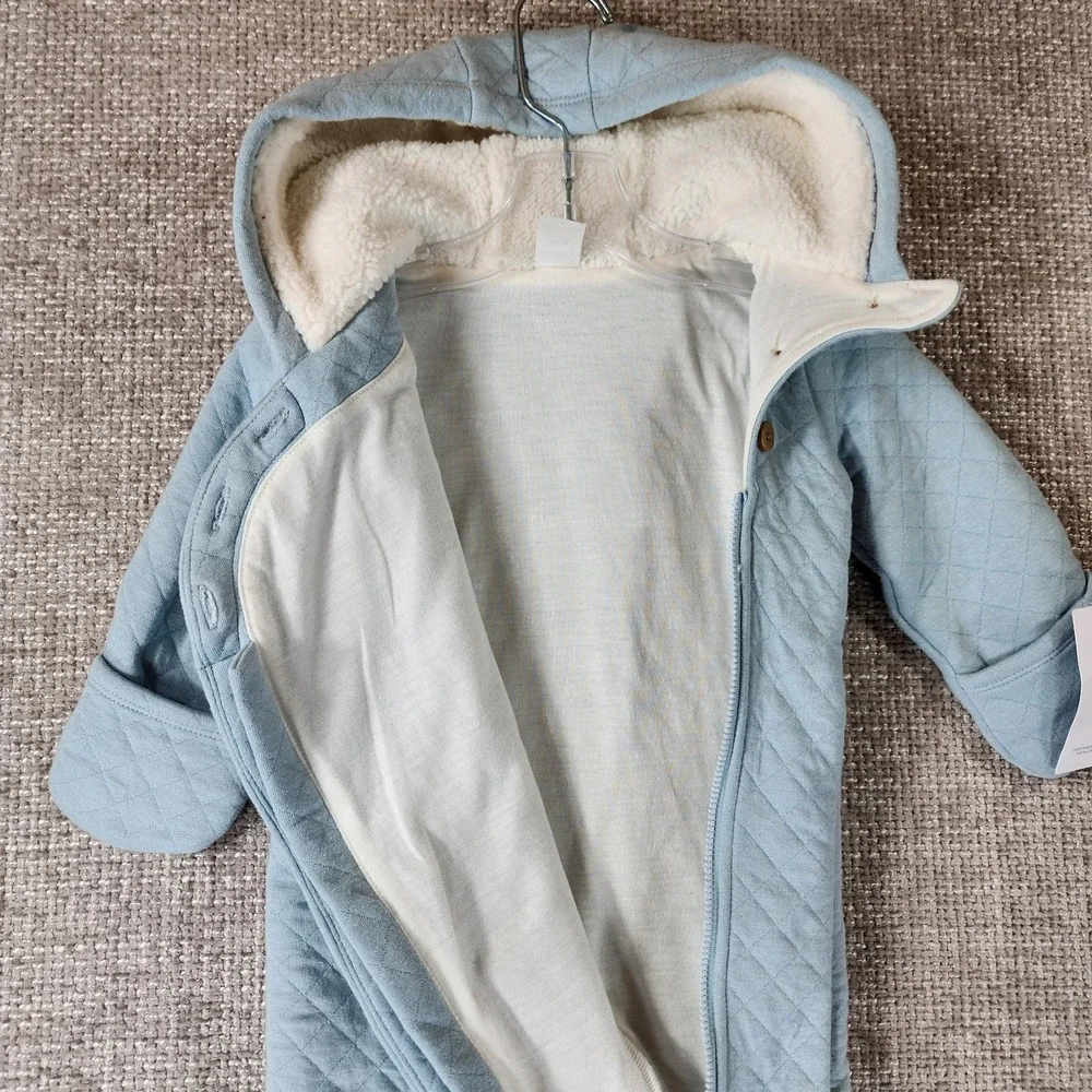 Carters Soft Blue Quilted Snowsuit Winter Outerwear Size 6 Months Hooded NWT